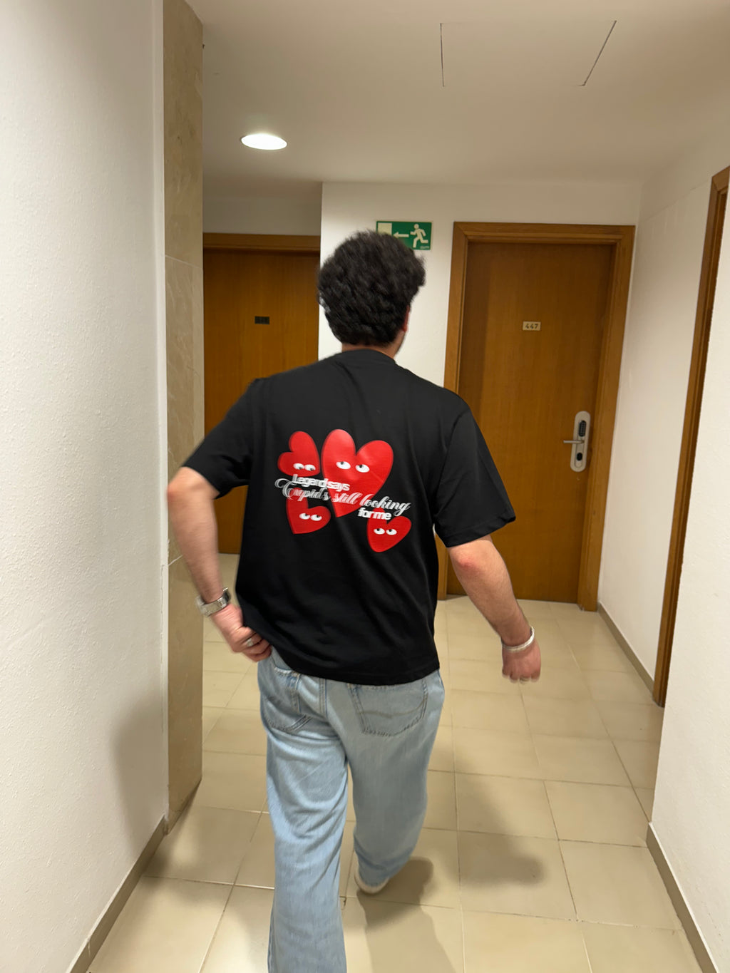 Camiseta Negra Cupid's lover Rojo