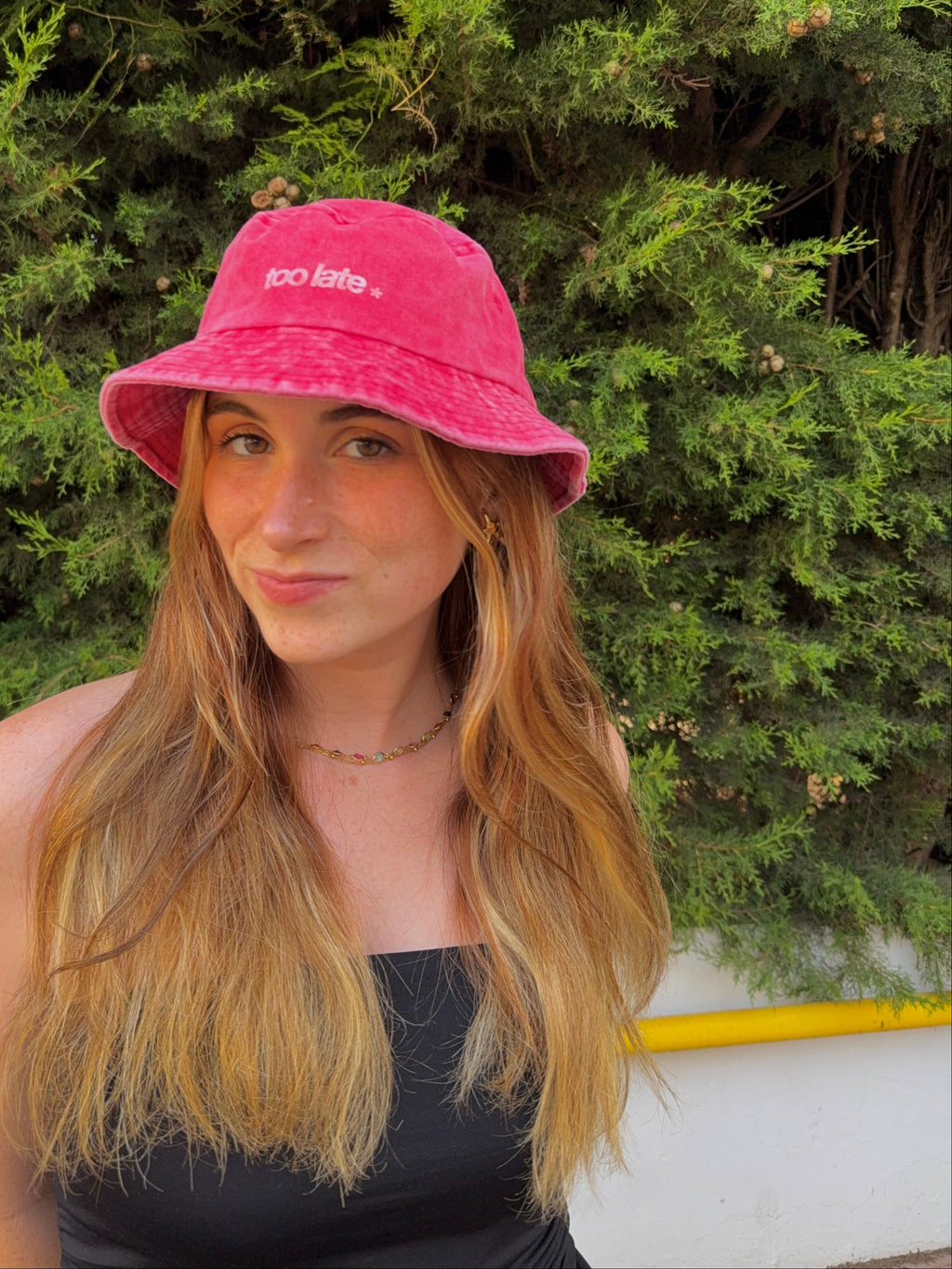 Gorro bucket efecto lavado rosa