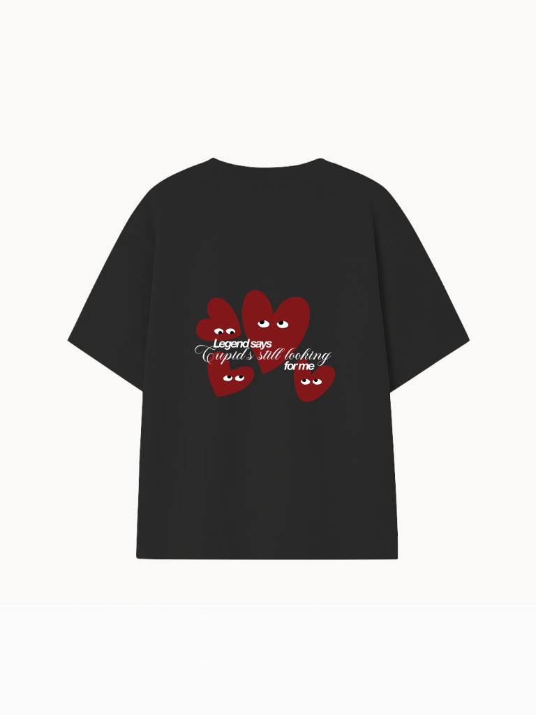 Camiseta Negra Cupid's lover Rojo