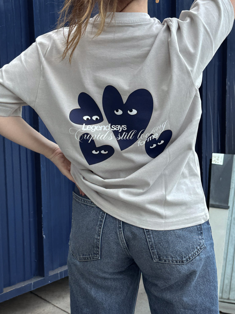 Camiseta Gris Cupid's lover Azul marino